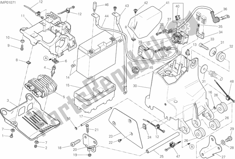 Todas as partes de Suporte Da Bateria do Ducati Monster 1200 S USA 2020
